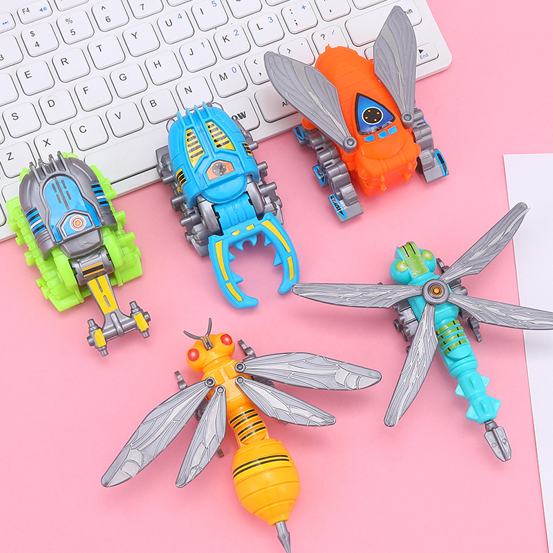 儿时迷你机甲合体变形机器人蜜蜂知了昆虫蜻蜓儿童机器人