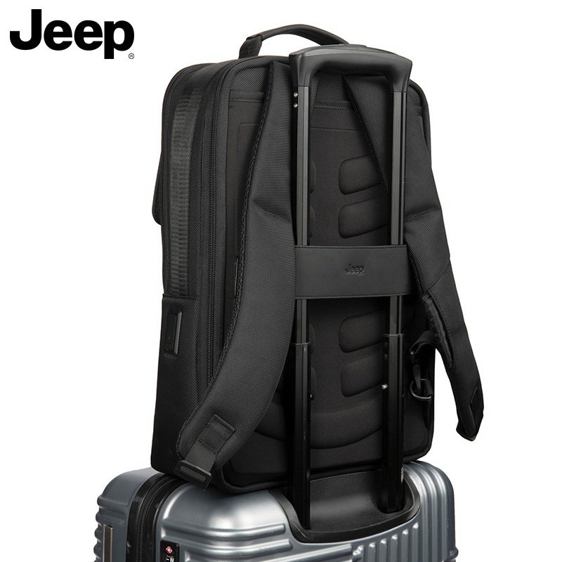 jeep男士双肩双肩包包包真皮大容量商务休闲电脑双肩背包
