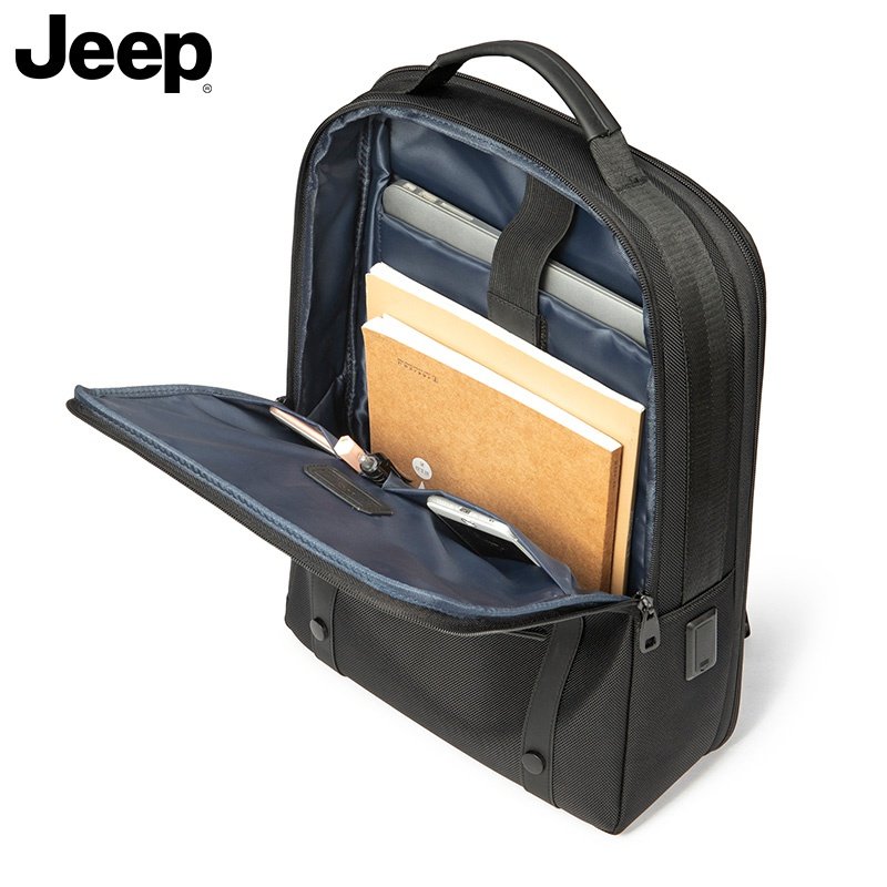 jeep男士双肩双肩包包包真皮大容量商务休闲电脑双肩背包