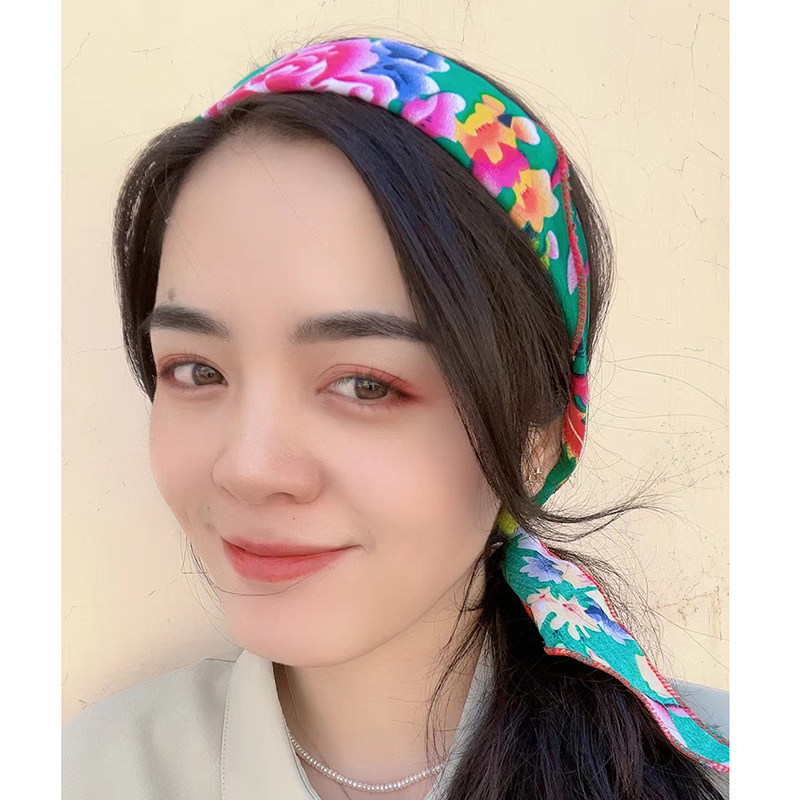 东北北大花布儿童头巾男女民族风三角巾二人转演出帽子