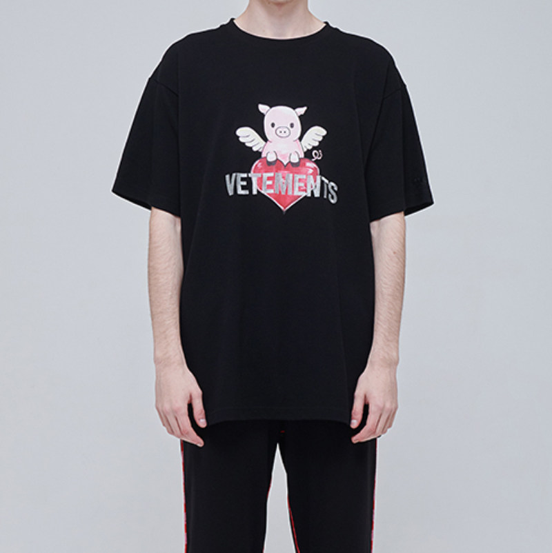 vetements男女女同春夏休闲宽松透气小猪印花圆领t恤
