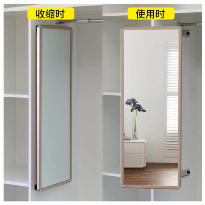 旋转衣柜穿衣藏式隐藏伸缩门后镜面活动高清穿衣镜