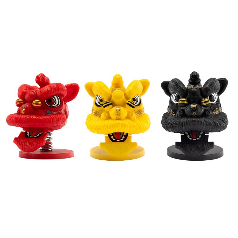 装饰品汽车醒狮品红色舞狮狮子头南岭岭南民俗品家摆件