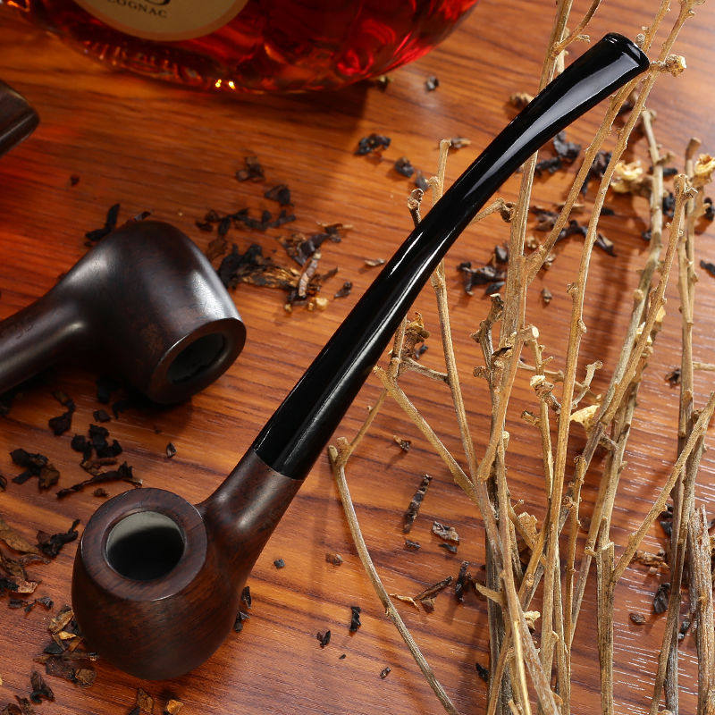 烟斗实木手工烟锅老式便携弯式檀木抽烟烟丝烟斗