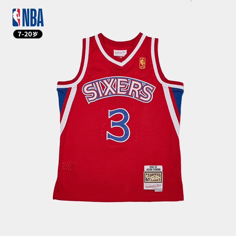 nba费城76人队9600年复古版mn球衣3号艾伦艾弗森大童运动篮球服