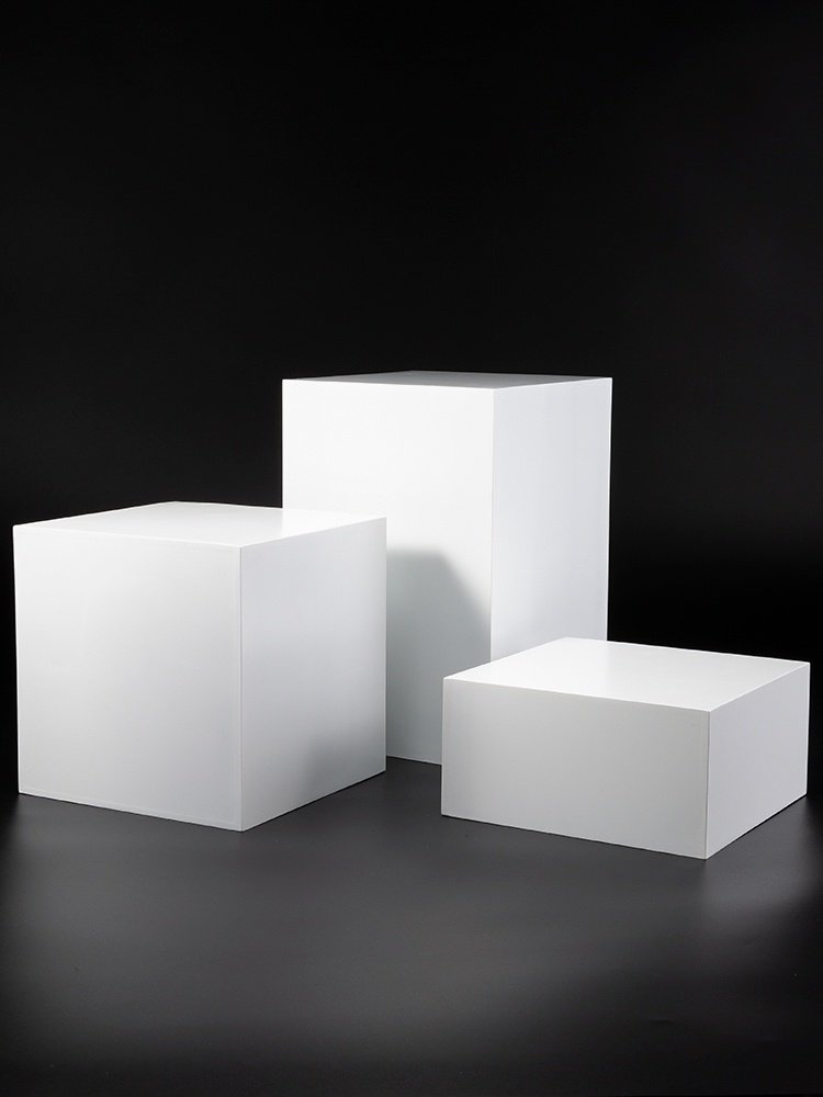 方形高低展示台服装店烤漆流水展示架几何体直播地台展示地台