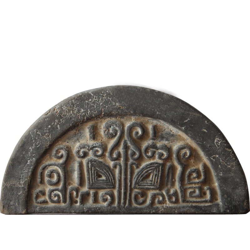 仿古战国饕餮半圆瓦当秦砖汉摆件古玩收藏艺术品摆件