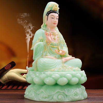 新品家用汉白玉微笑观音佛像南海送子观世音菩萨居家供奉神像摆件