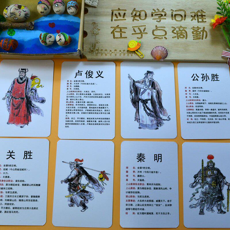 水浒国画人物卡片梁山好汉水浒传早教闪卡幼儿文化创意邮册