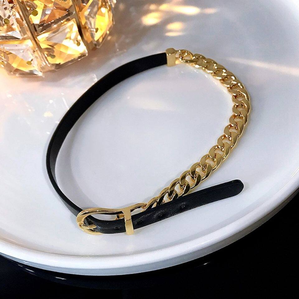 辣妹小众锁骨夏锁骨配饰轻奢颈链新款项链黑金项链