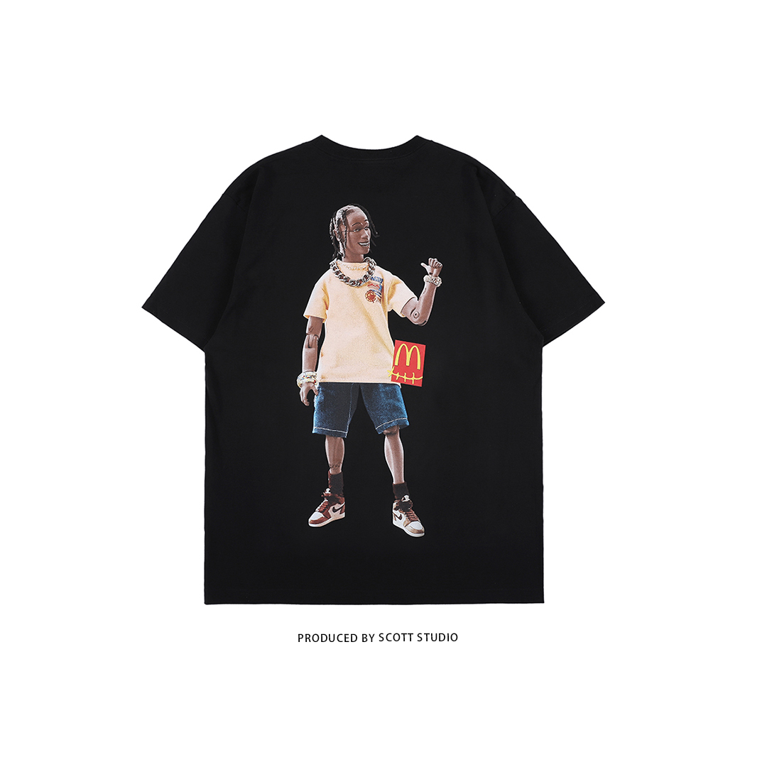 美式高街潮牌travisscottts麦当劳联名短袖vintaget恤