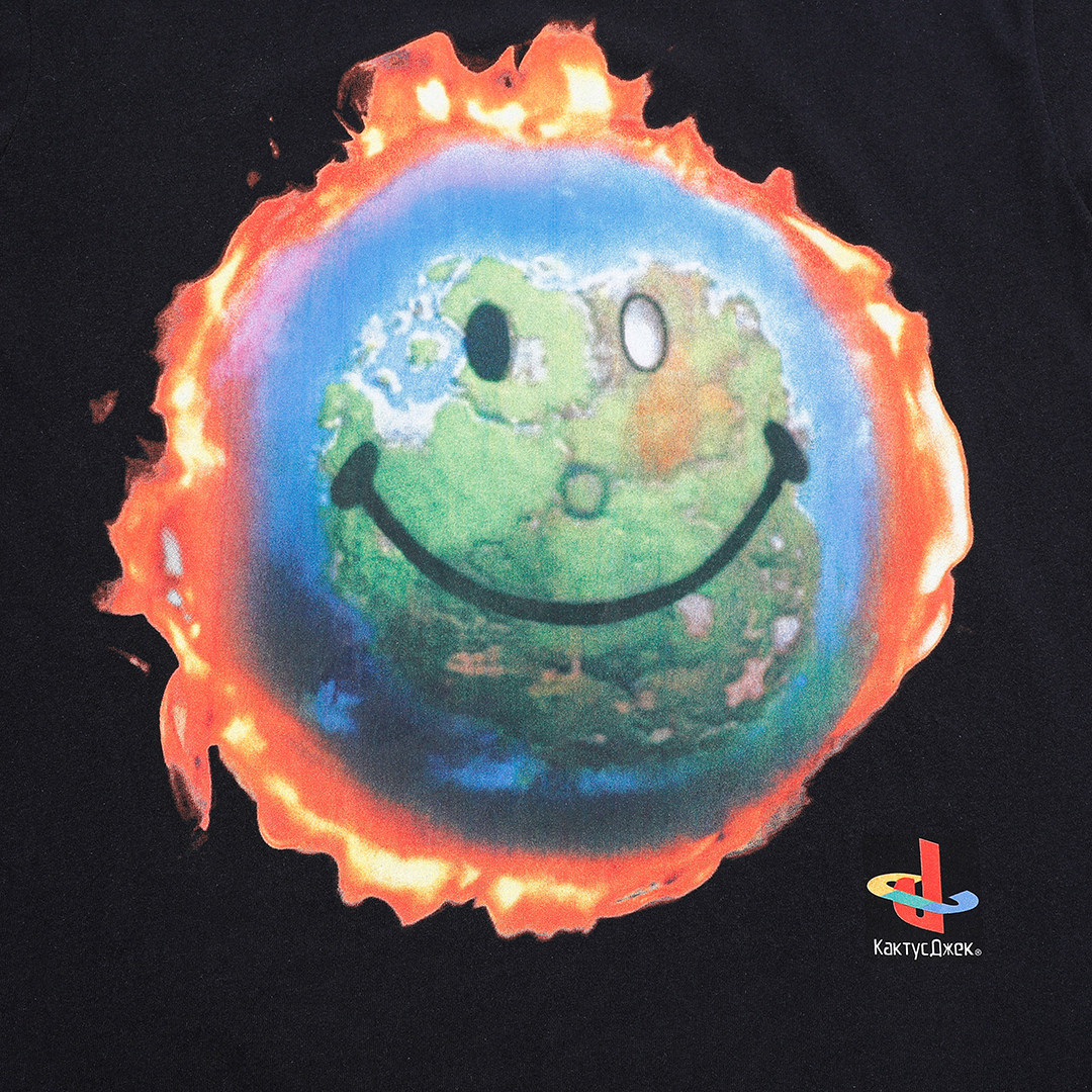 travisscottts笑脸地球欧美宽松潮流堡垒之夜t恤