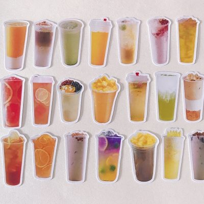 奶茶冷饮手帐贴纸防水标签咖啡店茶店菜单diy贴纸