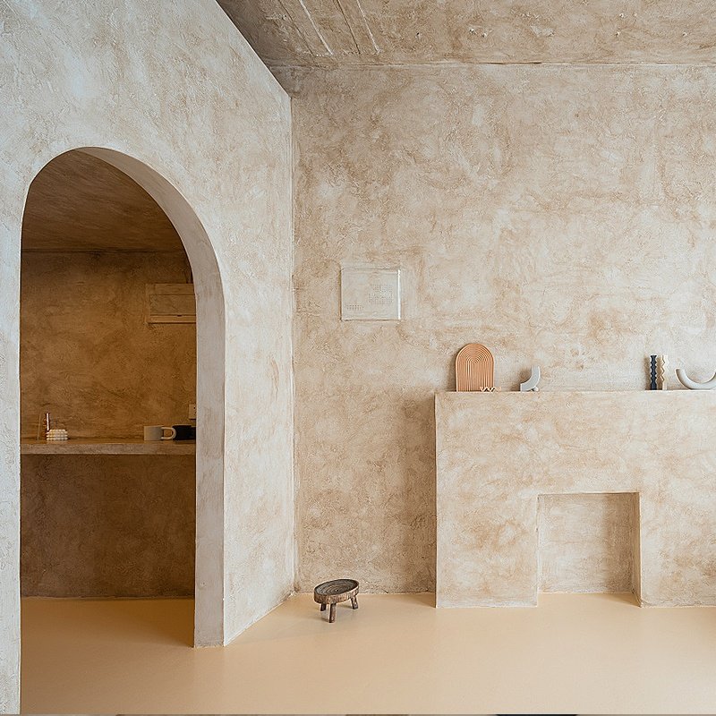 商业店侘赤贫风艺艺术涂料内微水泥肌理墙面艺术涂料