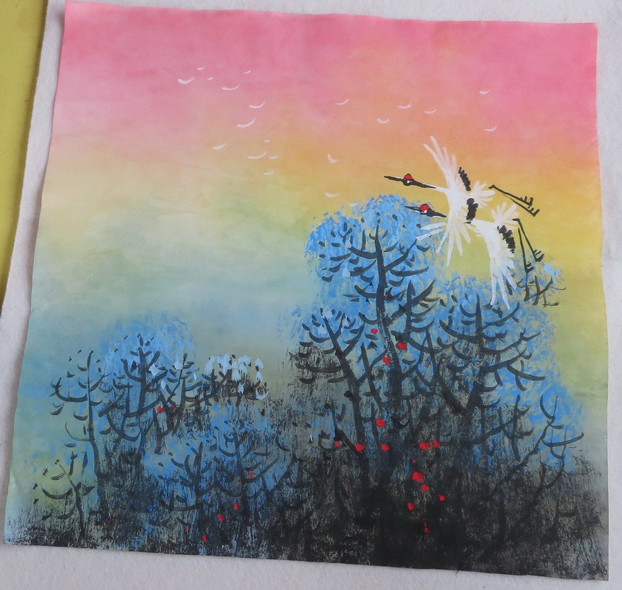 34x34厘米特价走廊装饰国画手绘四尺八开山水画国画