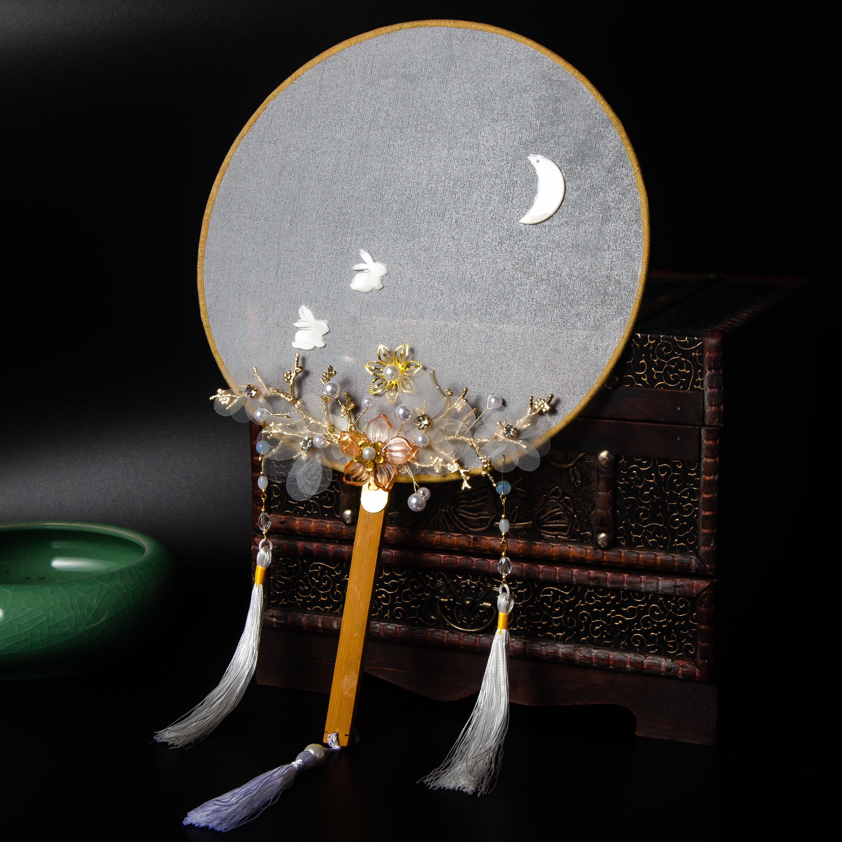 新品手工汉服新娘扇子中式潮褂裙手捧花秀禾结婚古色手团扇