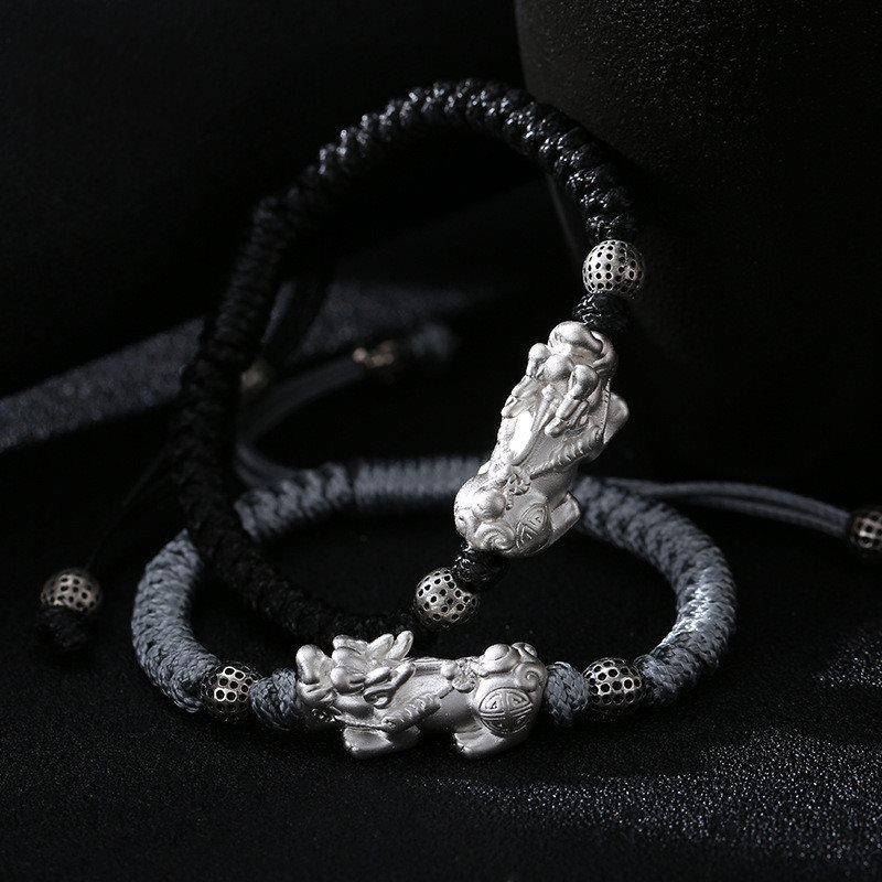 麒麟碌赐手链男瑞貔貅手绳足银财运女送老公手链