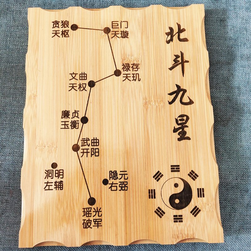 北斗七星九星星南六星卦盘招财聚财催财波罗蜜多心经木雕
