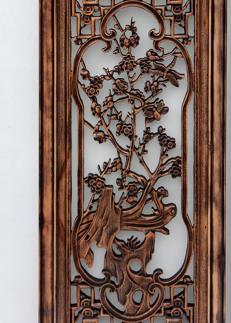 背景墙装饰客厅墙壁家居工艺中式植物梅兰东阳木雕