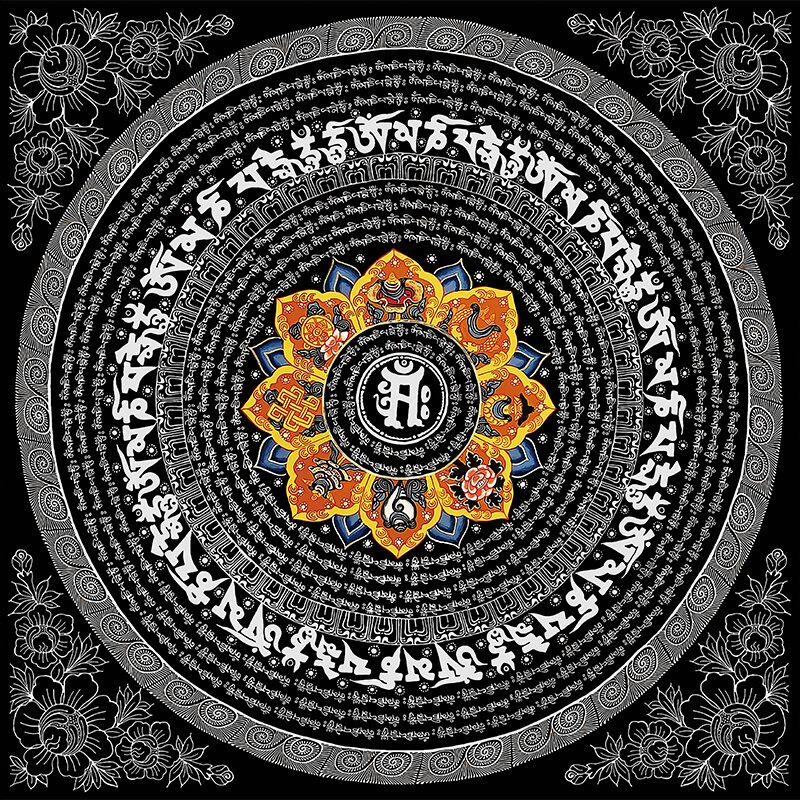 西藏曼陀罗吉祥八宝坛城心经唐卡描金涂色diydiy