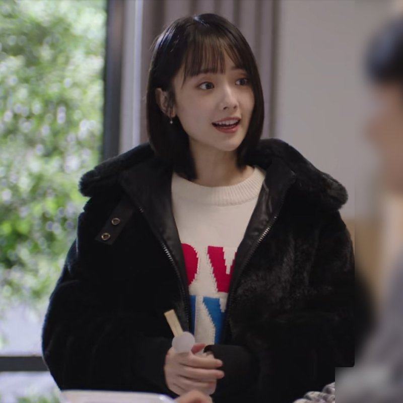 良辰美景好时光齐琪王路晴同款黑色毛呢外套时尚百搭短外套