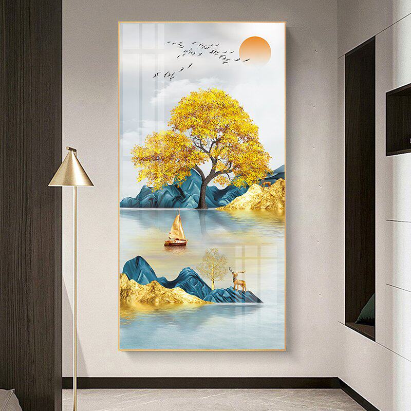 玄关装饰画走廊尽头壁画过道挂画简约现代轻奢现代装饰画