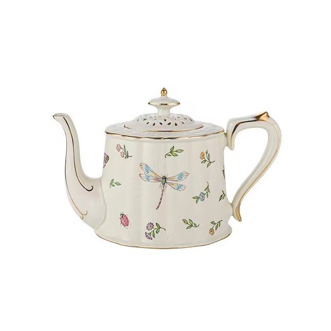 新品法式陶瓷咖啡壶欧式下午茶咖啡水壶复古浮雕茶壶