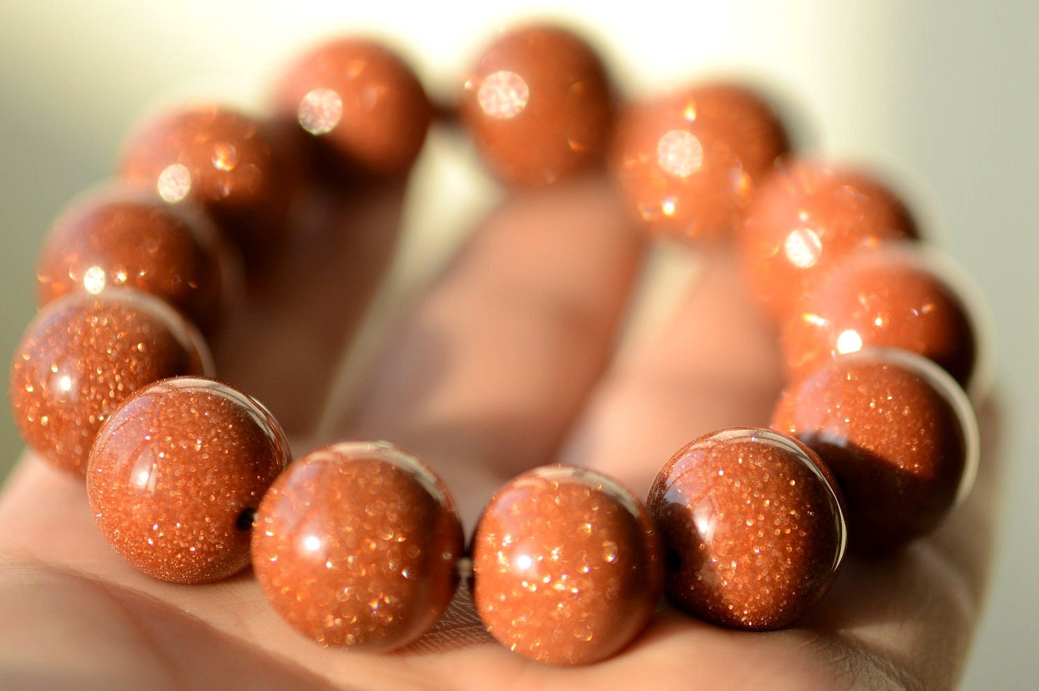 金沙石沙石手链聚财石金星许愿纳宝砂石手串佛珠手链