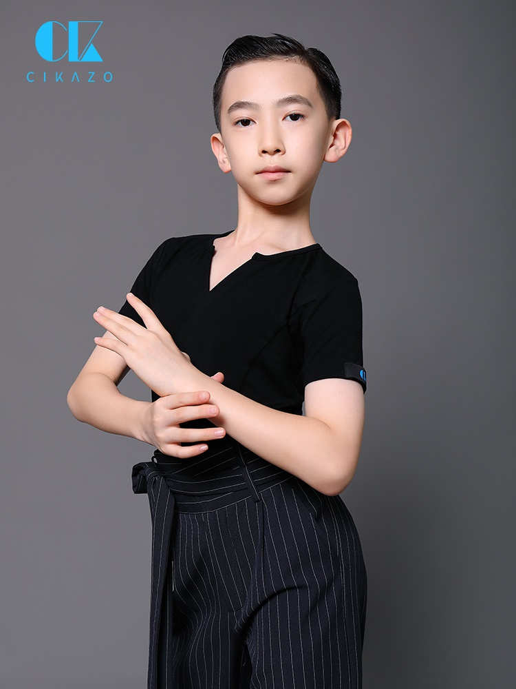 上衣演出训练练功夏季男童童服g5003男孩形体拉丁舞上装
