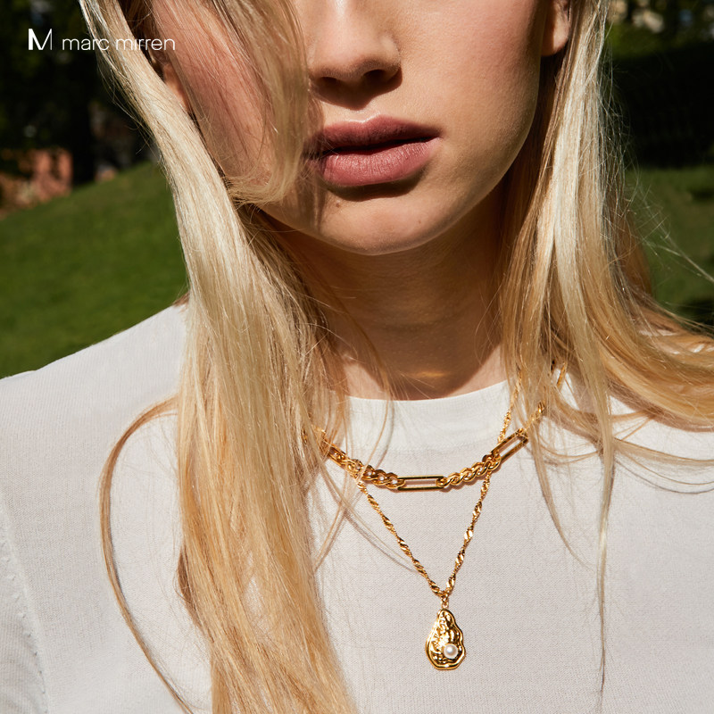 marcmirren欧美新款贝壳项链小众水波链叠戴颈链项链