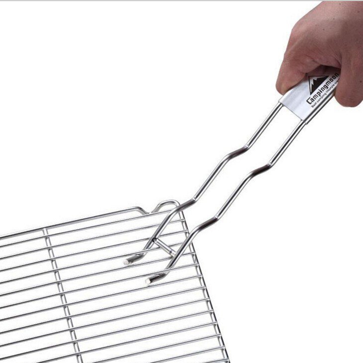 野营烧烤户外用品多功能不锈钢防烫烤鱼锅盖提手烧烤夹