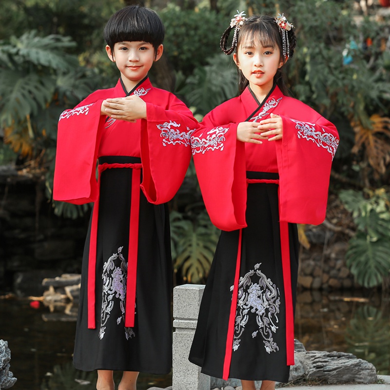 儿童古装汉服男超仙飘逸女童中国国风服饰学校儿童演出服