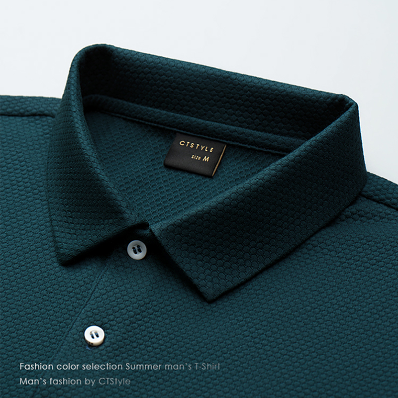 高端男士翻领提花短袖POLO衫T恤夏季薄款纯棉商务爸爸休闲半袖男