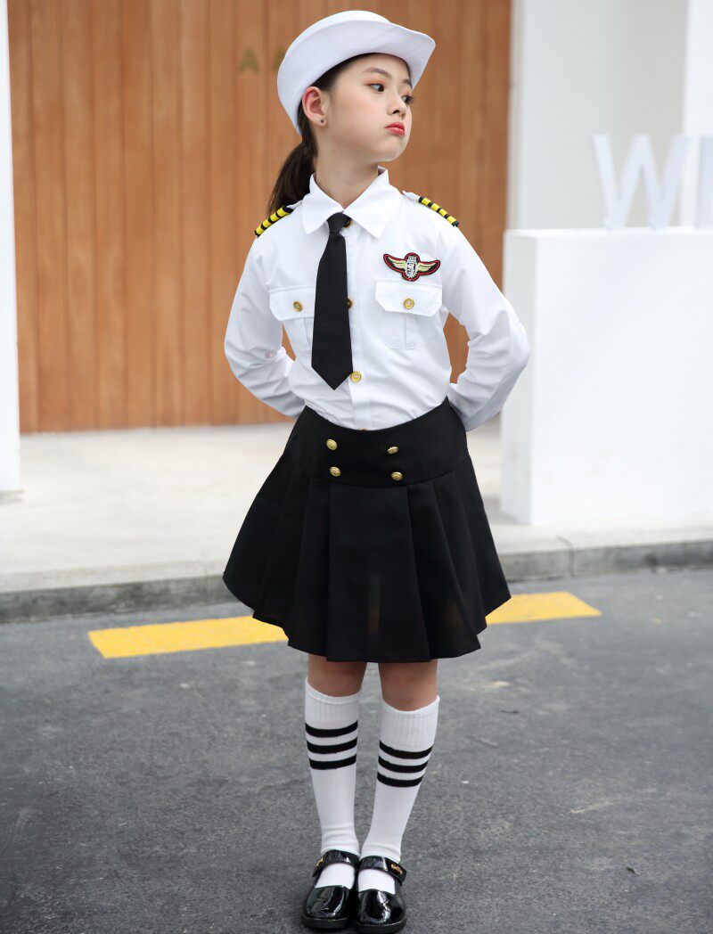儿童空军空姐机长制服飞机机师男女女童空少儿童演出服