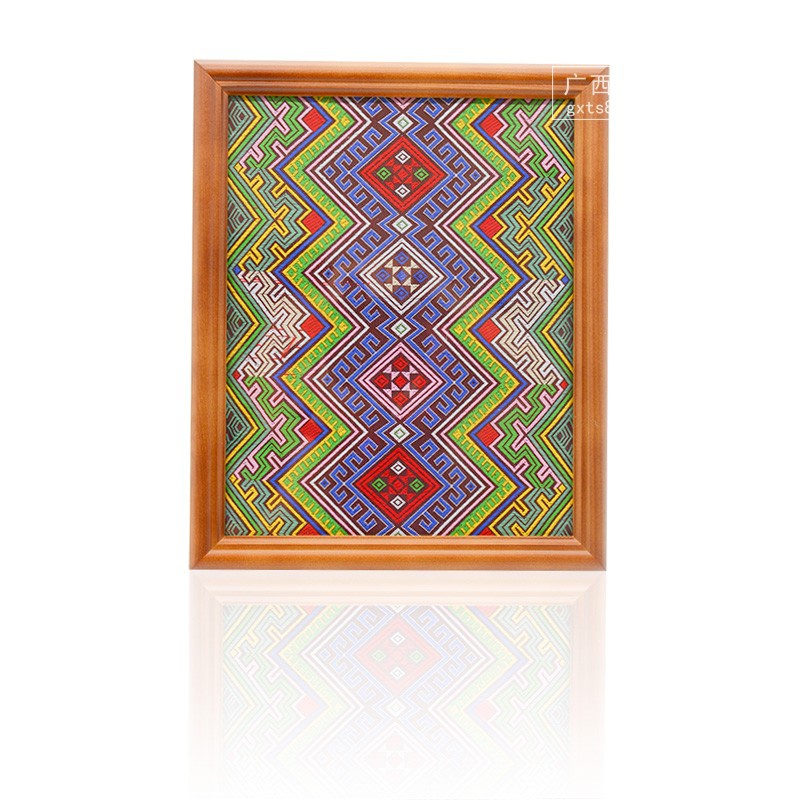广西壮族特色图案绣片画摆台桌面壮锦装饰画民族礼品壮锦