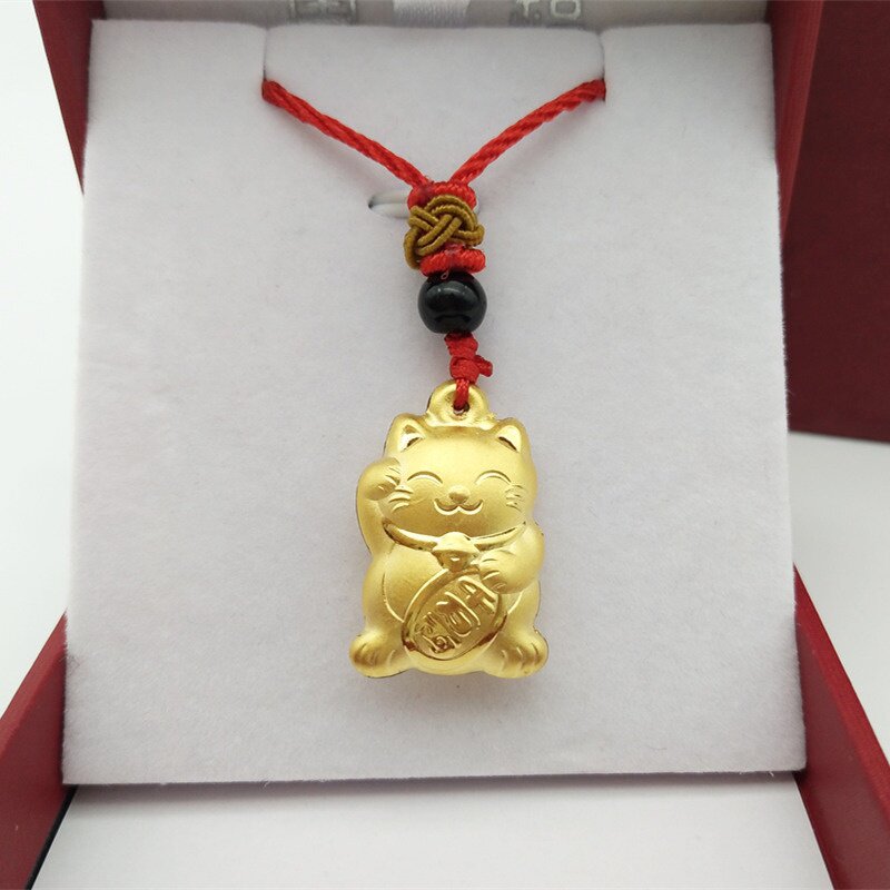 吊坠黄金足金可爱招财猫项坠招财财大福猫千万两项坠