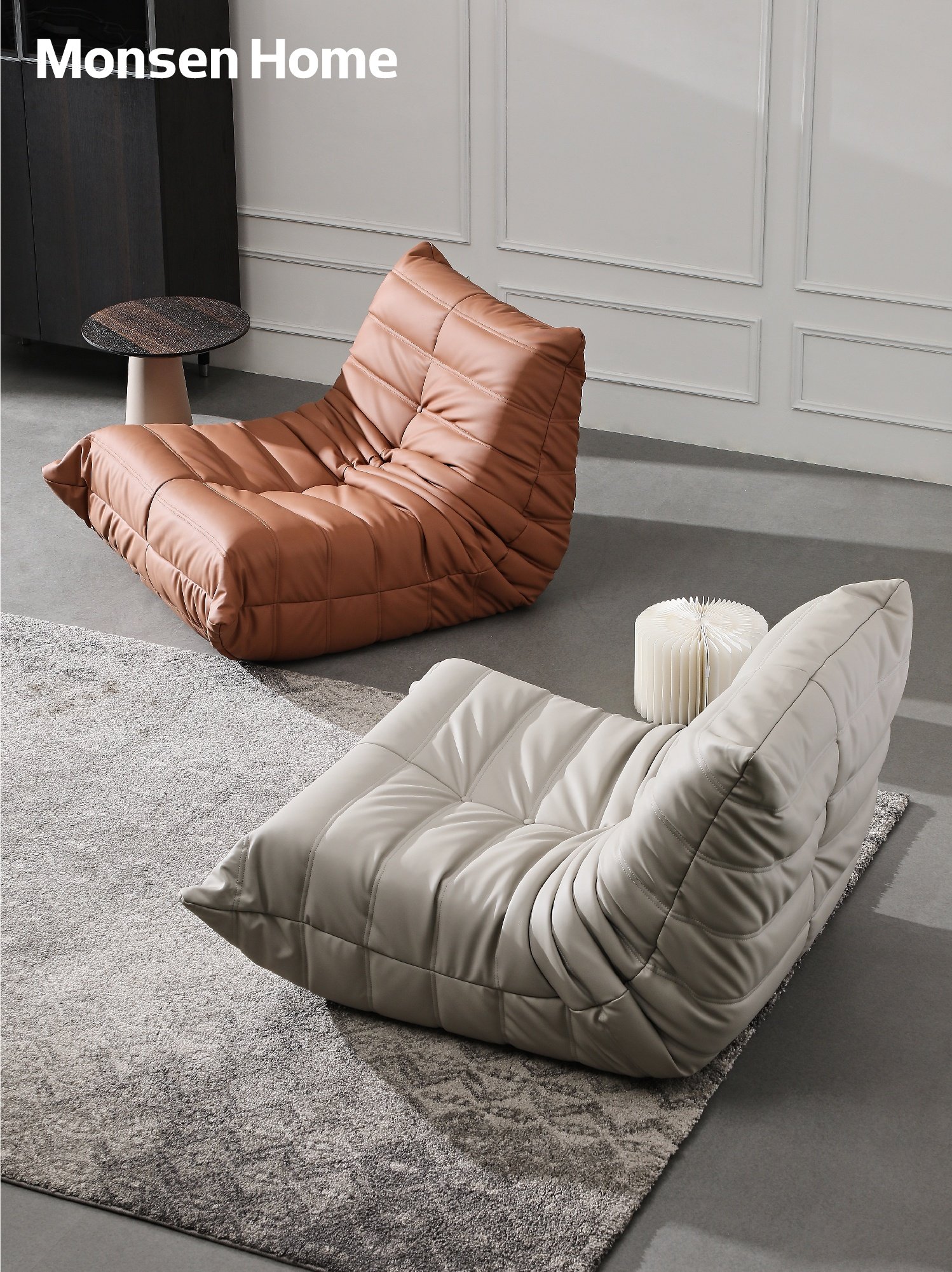 monsenhome毛毛虫沙发北欧欧风懒人休闲椅togo沙皮布艺沙发椅