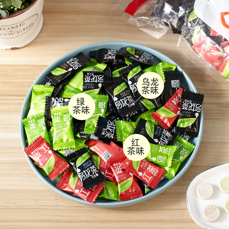 奶茶干吃红茶绿茶茶味可嚼可泡散装餐饮招待糖果