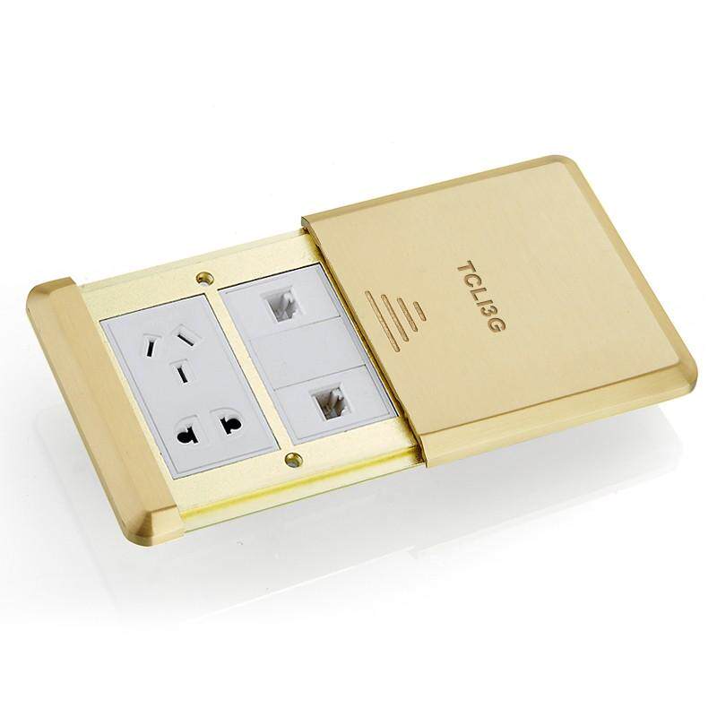 插座不锈钢滑盖地地板地面网络五孔防水式全平推地插