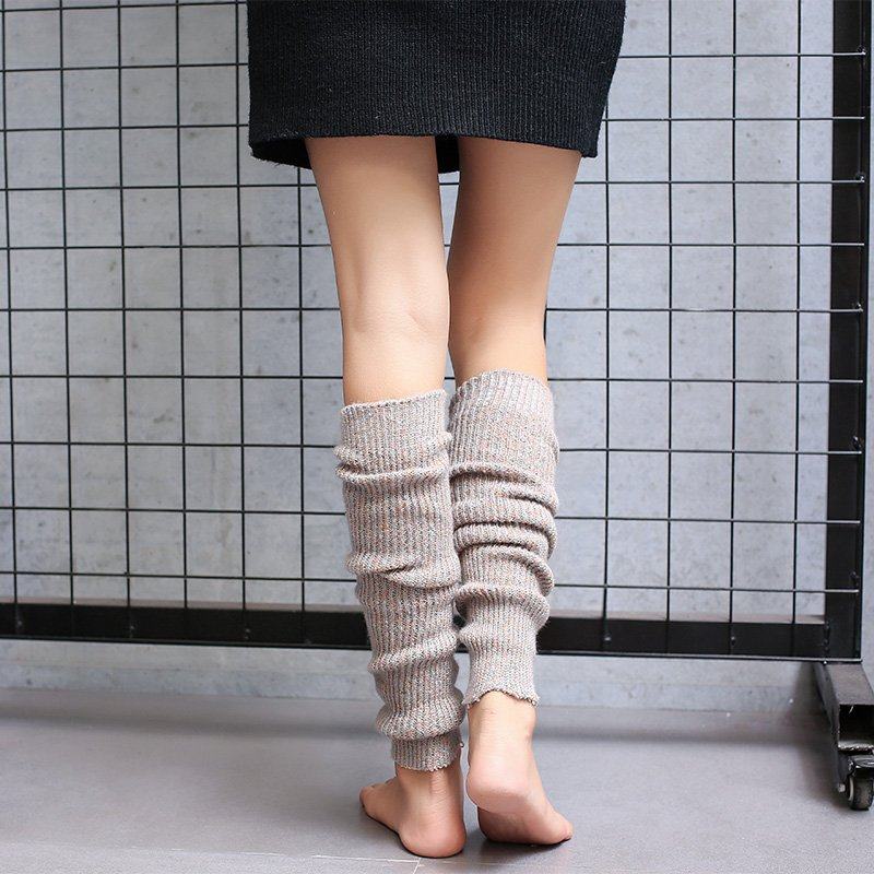 日系秋冬款针织彩点显瘦保暖护腿护膝袜套长筒百搭韩国堆堆过膝袜