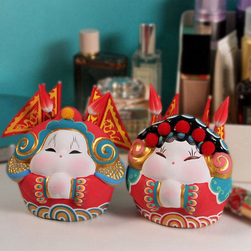 北京兔儿爷婚庆礼品泥人泥塑摆件中国国风特色泥人