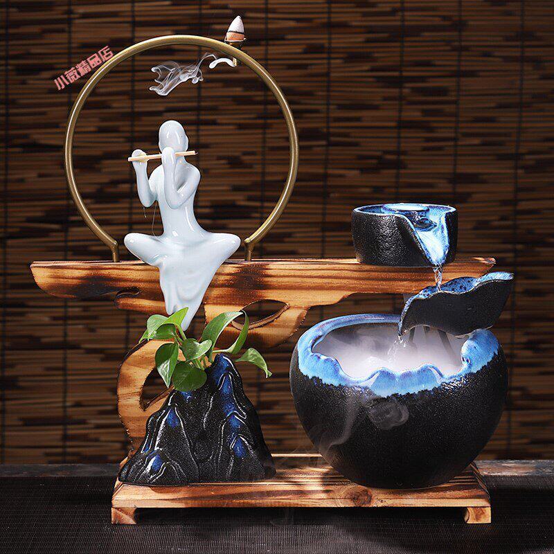 新房送礼乔迁实用家庭装饰小摆件创意鱼缸小摆件流水暖房礼物新居