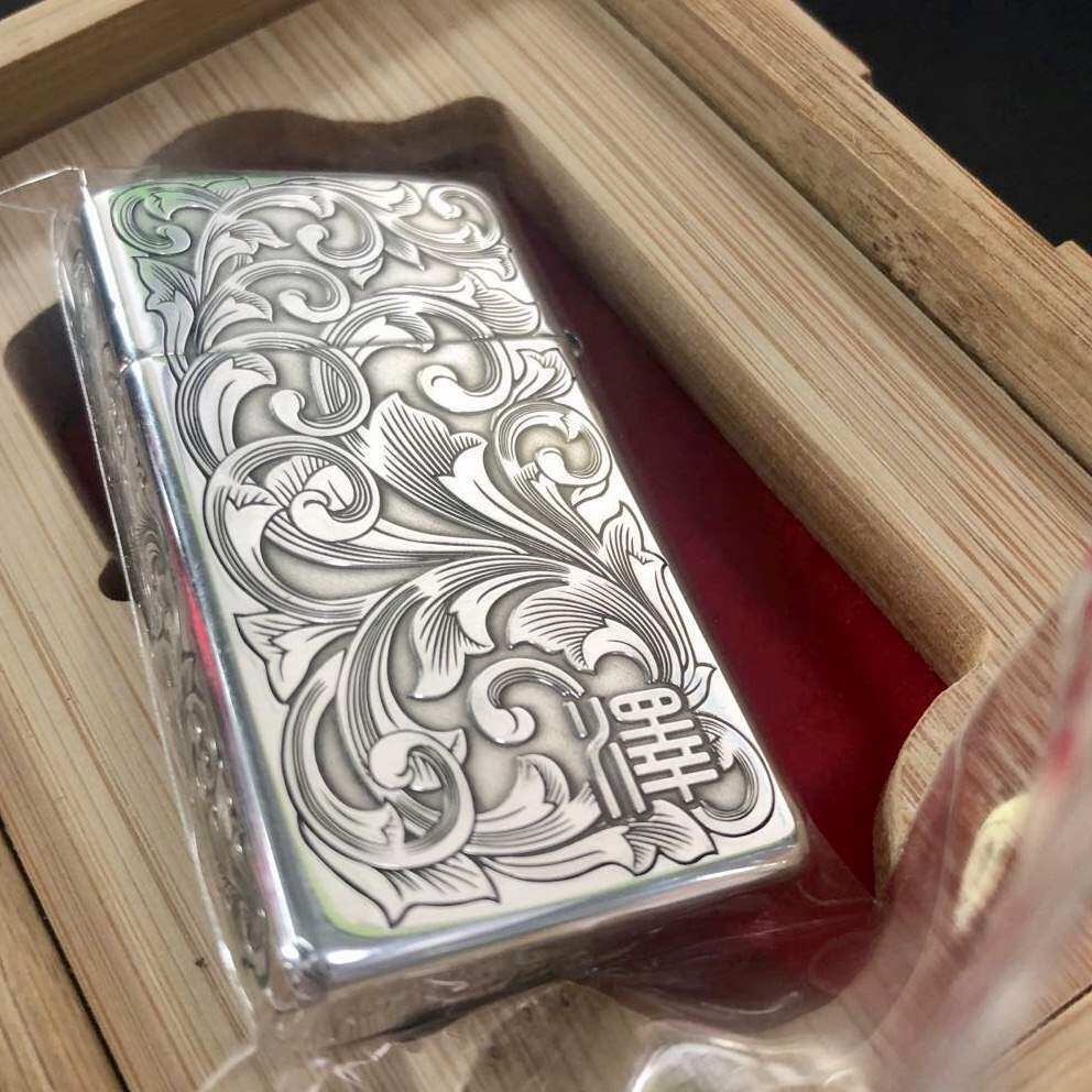 正品zippo防风打火机蚊版原创唐草仙子纯银纯铜zippo