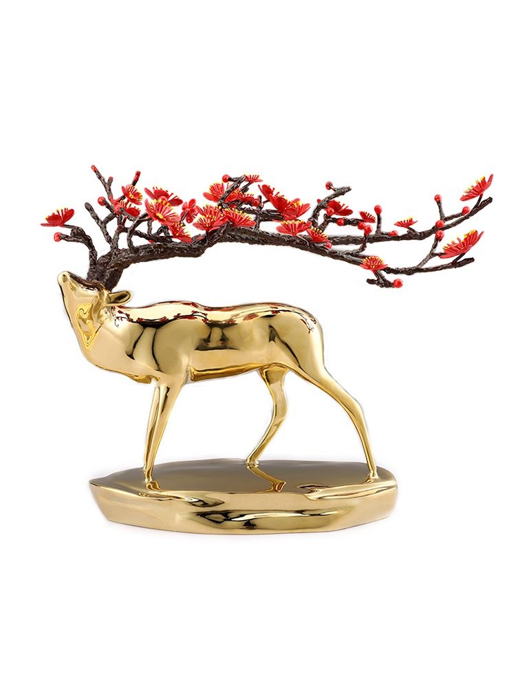 福鹿轻奢摆件现代客厅电视柜玄关招财财鹿办公室装饰摆件