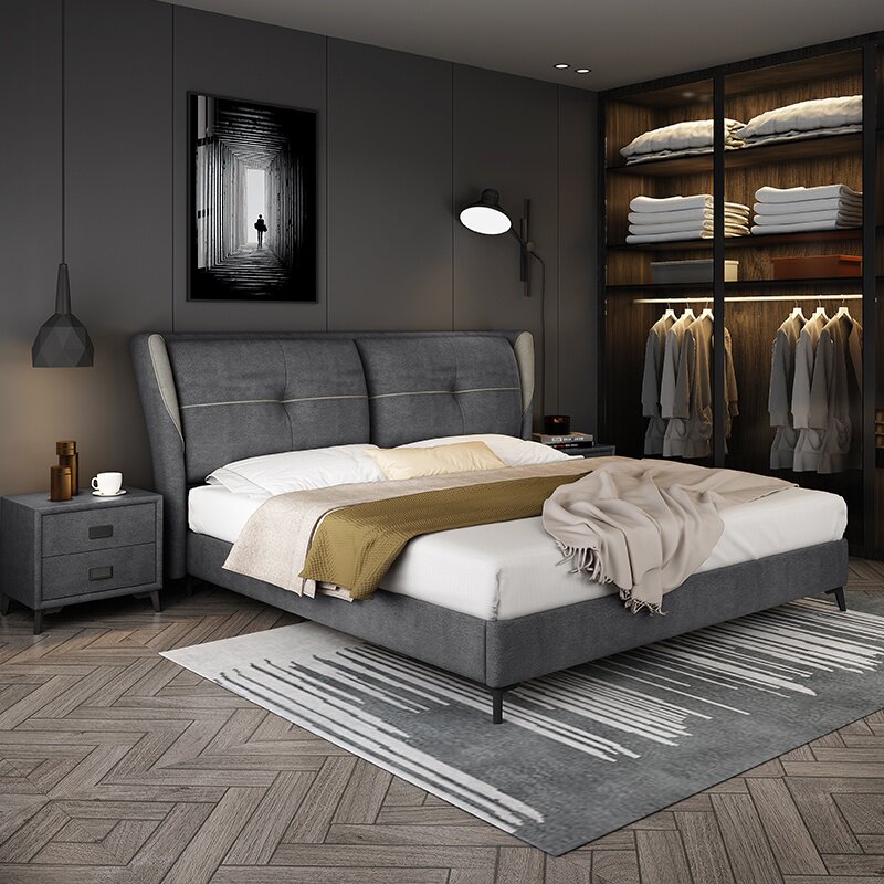 2021新款免洗科技双人床主卧大床意式极简轻奢布艺床