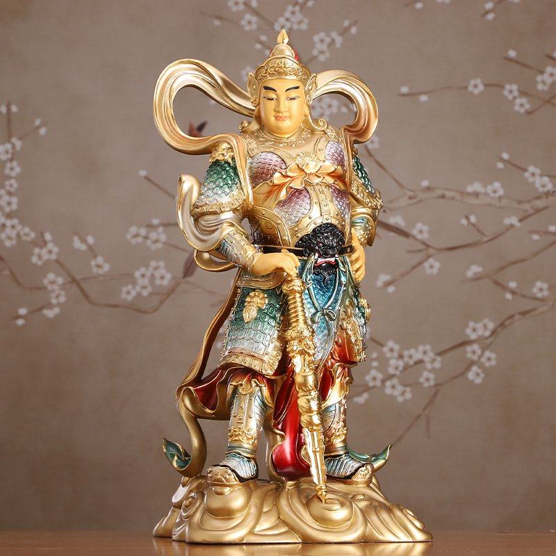伽蓝菩萨铜彩韦陀护法佛像家用供奉铜像韦驮摆件