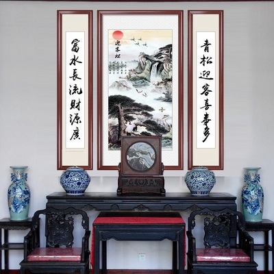 迎客松线绣十字绣2020新款中堂客厅挂画农村堂屋十字绣套件
