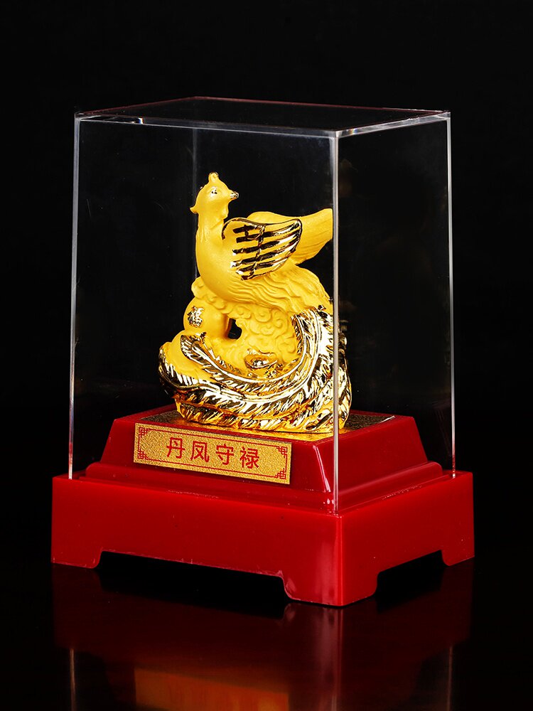 正品丹凤守禄沙金摆件2021牛年生肖龙人男女摆件