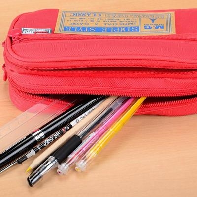 晨光文具红色多功能多层大号笔袋文具盒铅笔收纳笔袋