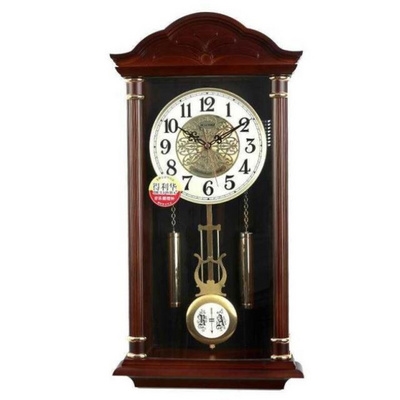 家用挂墙中式复古摆钟客厅静音欧式老式摇摆机械挂钟